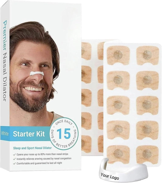 Breathing Nasal Strip Starter Kit (15 Count, Black) - Boost Oxygen Intake, Reduce Snoring, Improve Sleep Quality - Sweat Resistant, Skin Safe Nasal Strips - Extra Strength Snoring Solution