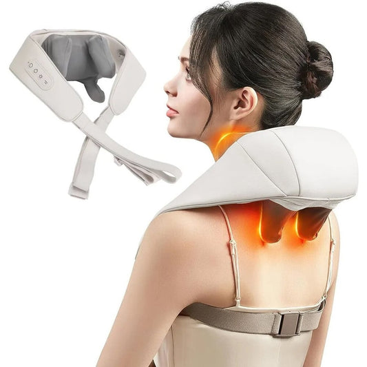 Wireless Neck and Shoulder Massager Kneading Shiatsu Neck and Back Massager with Soothing Heat for Pain Relief Deep Tissue